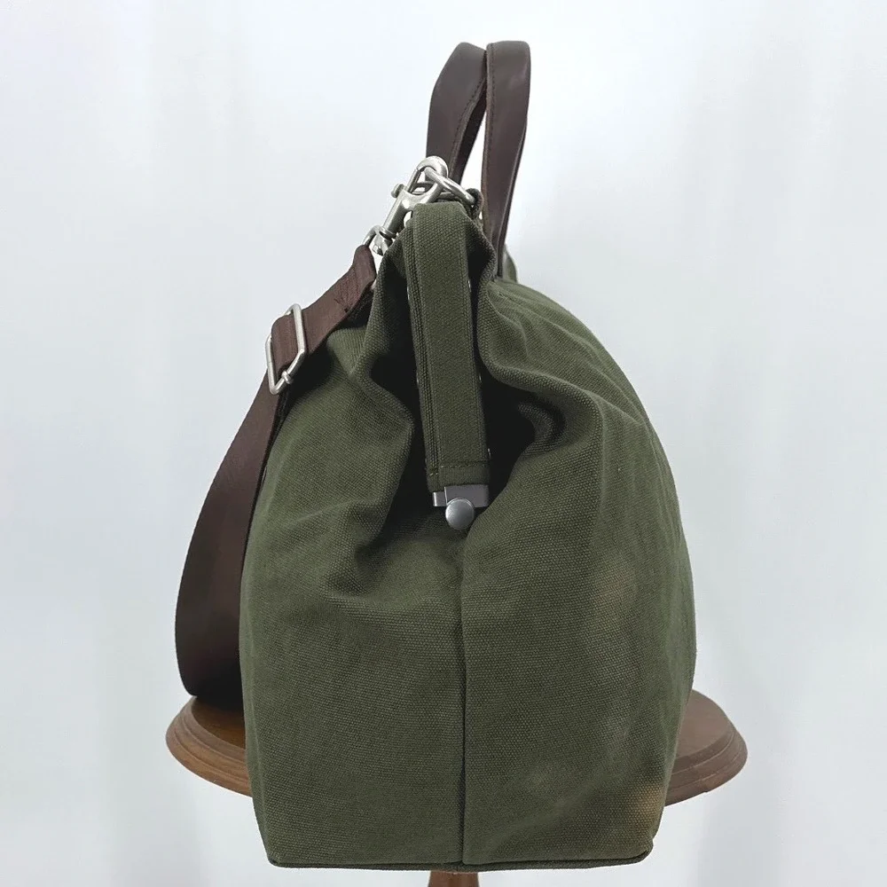 Line of Trade Weekender Bag Olive Green Canvas Leather Trim No. 0312 Travel